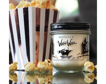 DUFTKERZE "WOW Wau" POPCORN Gebrannte Mandeln 100% Naturwachs Duft Kerze handgemacht im Harz Voswald