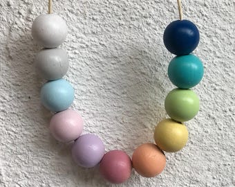 HOLZKUGELN Holz Kugel HOLZPERLE durchbohrt mit Bohrung Loch DIY zum aufziehen 25mm Fädeln weiß rosa blau grün grau türkis flieder mauve gelb