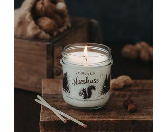 DUFTKERZE "NUSSKUSS" 100% Naturwachs Kerze handgemacht im Harz Duft Kerze NUSS Voswald