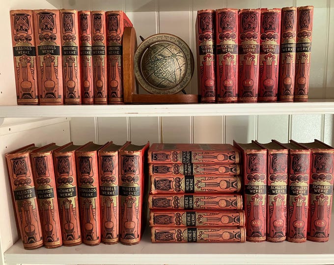 BIBLIOTHEK ca.1900-1920 Gesammelte Werke Goethe Schiller Heine Stifter Skakespeare Lessing Hebbel Kleist Eichendorff Körner Chamisso Uhland