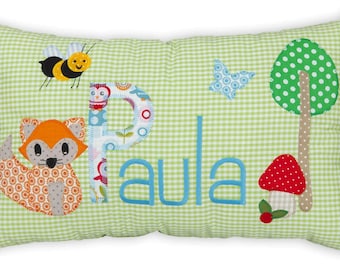 NAMENSKISSEN Tiere Fuchs und Biene TAUFGESCHENK Wunschname Kissen mit Namen NAME  Taufe Geburtsgeschenk Geburtstag