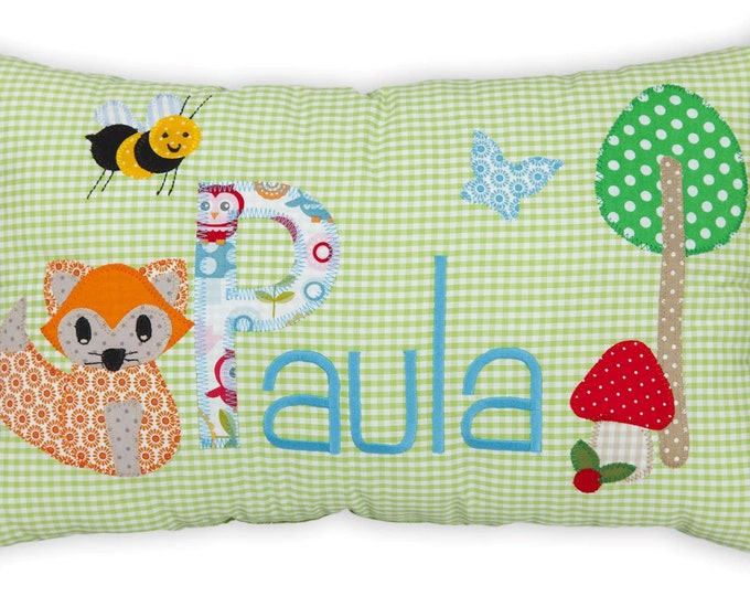 NAMENSKISSEN Tiere Fuchs und Biene TAUFGESCHENK Wunschname Kissen mit Namen NAME  Taufe Geburtsgeschenk Geburtstag