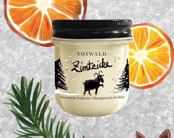 DUFTKERZE "ZIMTZICKE" ZIMT 100% Naturwachs Duft Kerze handgemacht im Harz Voswald