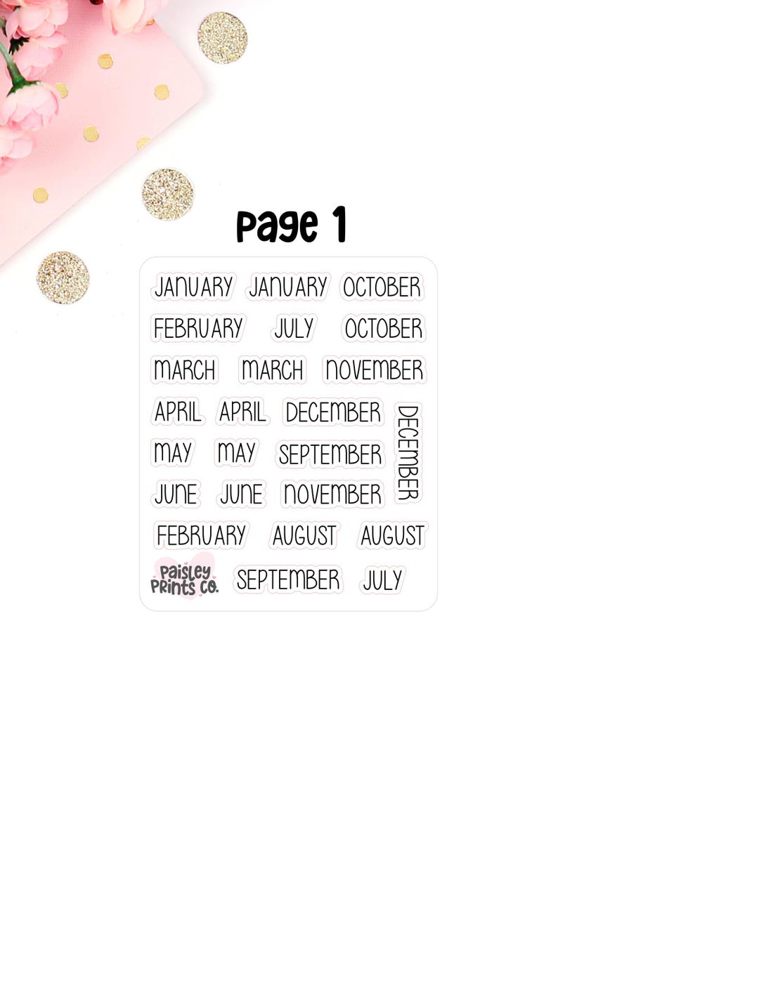 First Month Foundation Script Months of the Year Script Planner Stickers for Use in Any Planner - Etsy