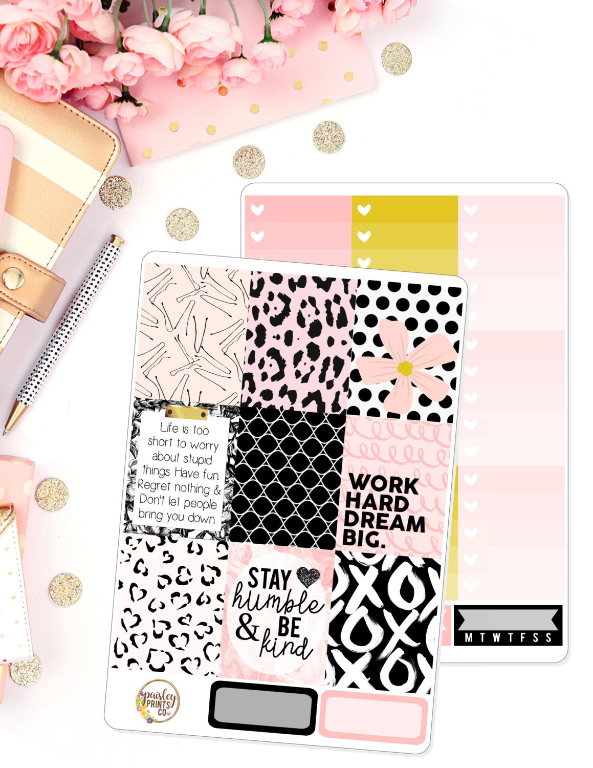 Dreams to plans 4 page mini weekly planner sticker kit u2013 vertical