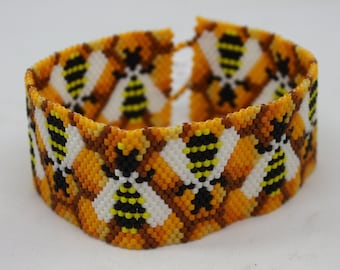 bracelets, beaded bracelets, bees, cuff bracelets,