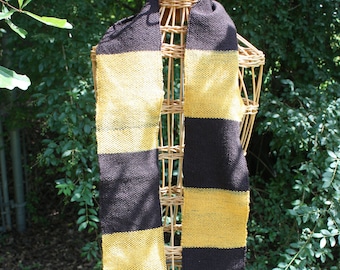 scarves, woven scarves, black and gold scarves, gold and black scarves, team colors scarf,