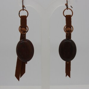 earrings, jasper earrings, leather earrings, drop earrings, dangle earrings, gemstone earrings,
