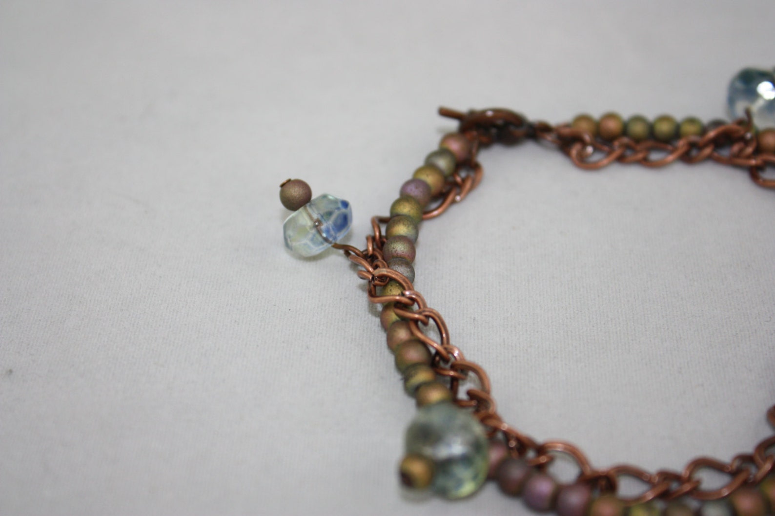 Copper Chain and Bead Bracelet Rondelle Bead Bracelet 2 Strand Bracelet