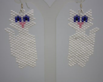 earrings, beaded earrings, cat earrings, drop earrings, dangle earrings,