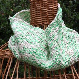 cowls, knit cowls, green cowls, hand knits, scarves, recycled yarn, upcycled yarn, silk cowls,