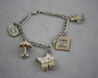bracelets, charm bracelets, girl charms bracelet, chain link bracelets, metal bracelets, baby girl bracelets, hand made jewelry, handmade