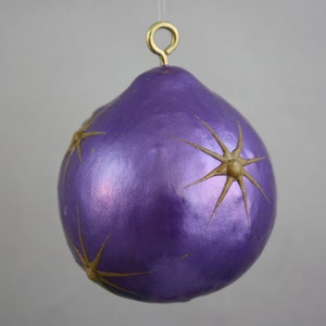 Christmas ornament mini gourd; gourd ornaments; purple gourd ornament; purple and gold ornament; mini gourds; Christmas gourd ornament