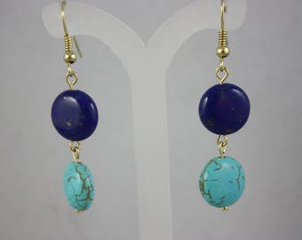 earrings, blue earrings, lapis earrings, magnesite earrings, gemstone earrings, dangle earrings, drop earrings