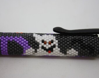 pens, bead covered pens, beaded pens, ghosts, Boo, Halloween,