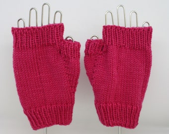 fingerless mitts, mitts, fingerless gloves, gloves, knit mitts, knit gloves, fuschia mitts, fuschia gloves, hand knits,