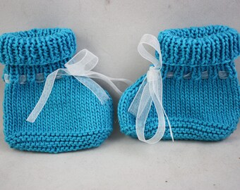 baby booties, booties, hand knit booties, knit booties, cotton booties,  hand knits, turquoise booties, blue booties,