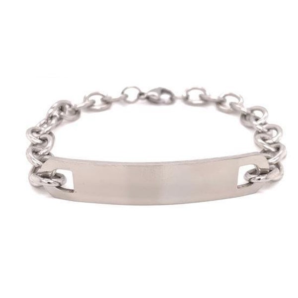 Engraved Stainless Steel Men's ID Bracelet 9"