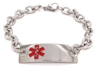 Engraved Stainless Steel Med ID Bracelet-FREE SHIPPING