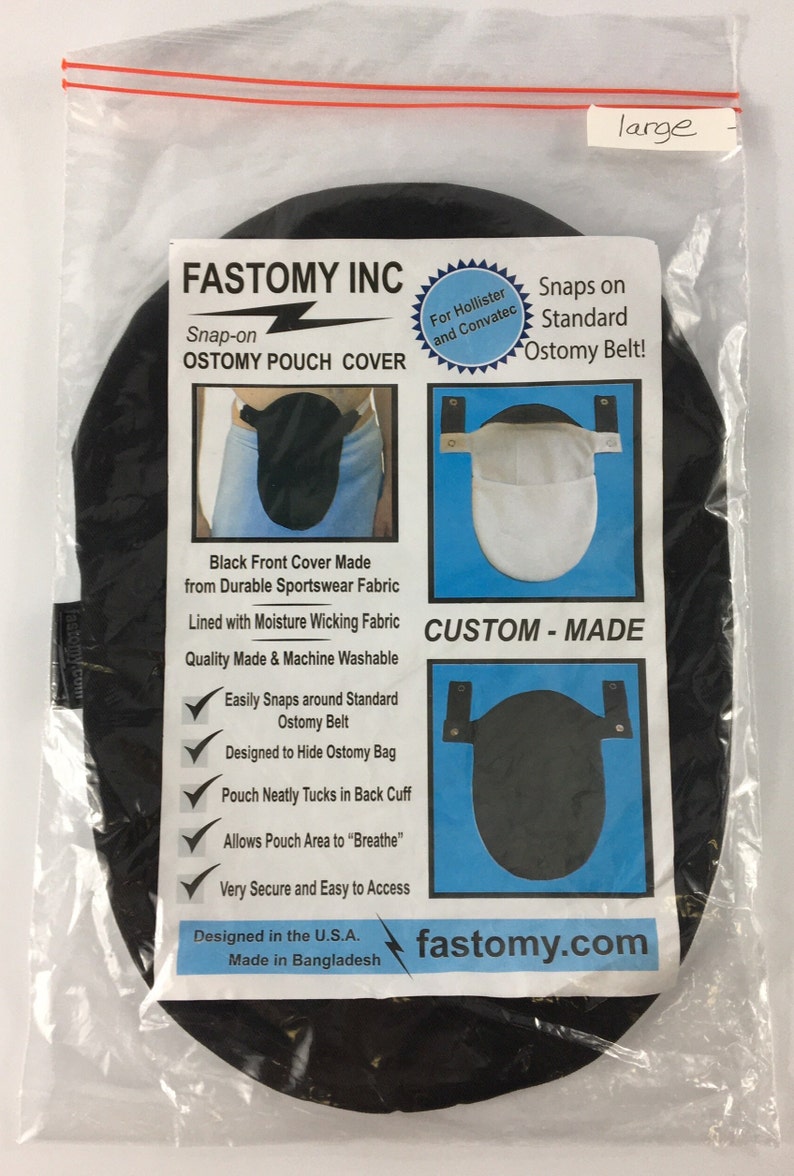 Large Black Ostomy Colostomy Urostomy Fastomy Brand Pouch Bag Cover for