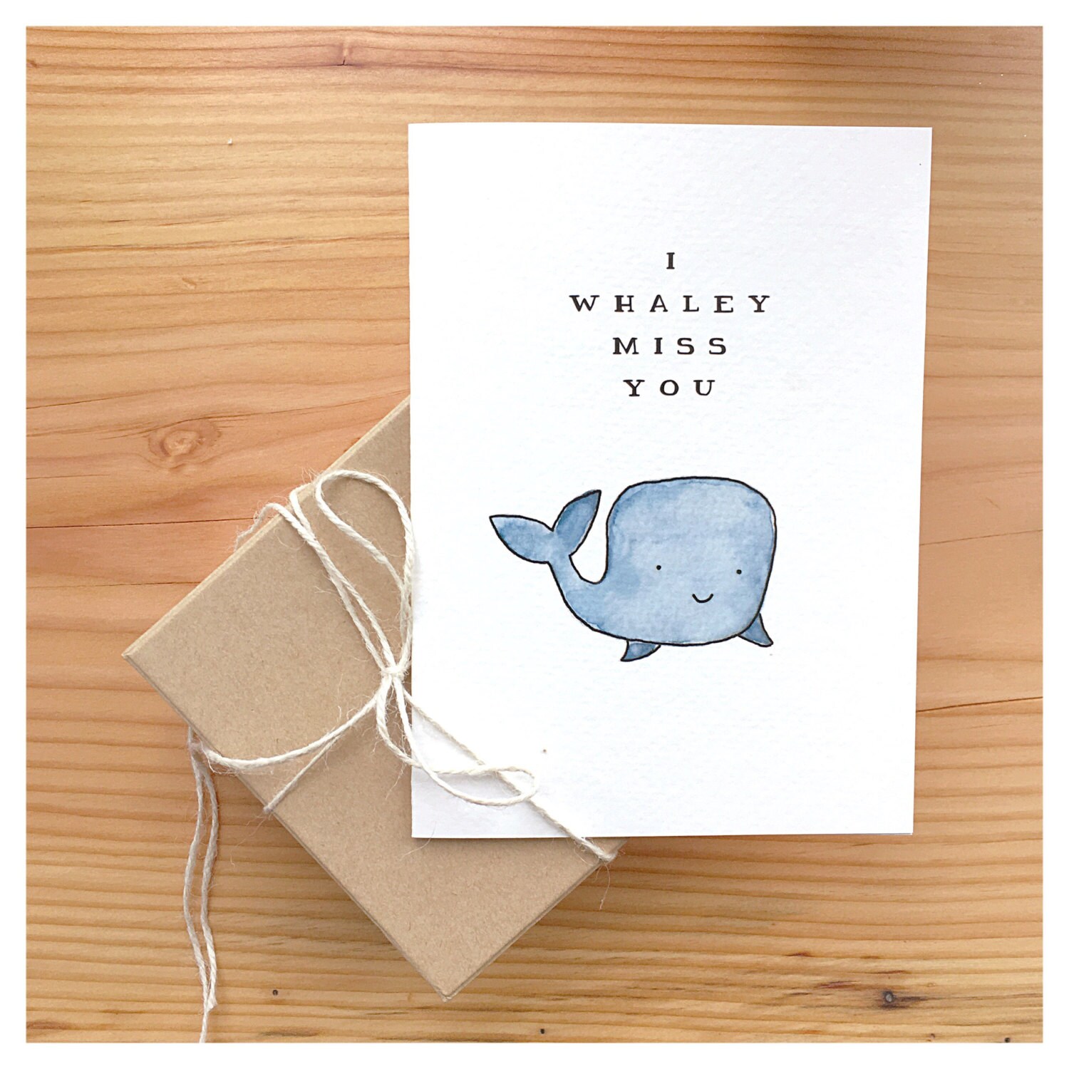 Whaley Miss you // miss you card, cute miss you card, whale card, pun