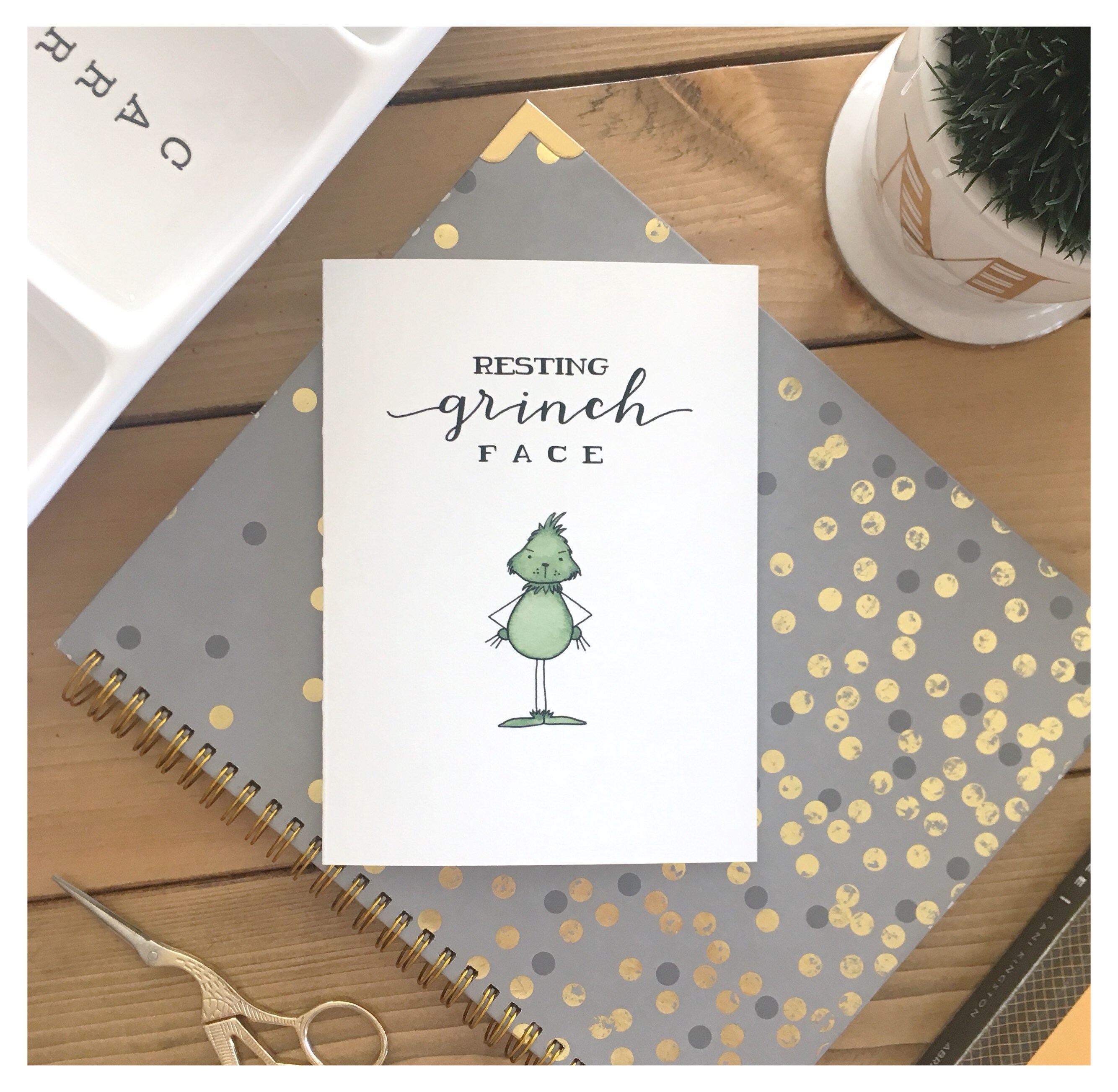 Resting GRINCH Face funny card greeting card grinch christmas card birthday card t grumpy dr seuss punny pun pop culture