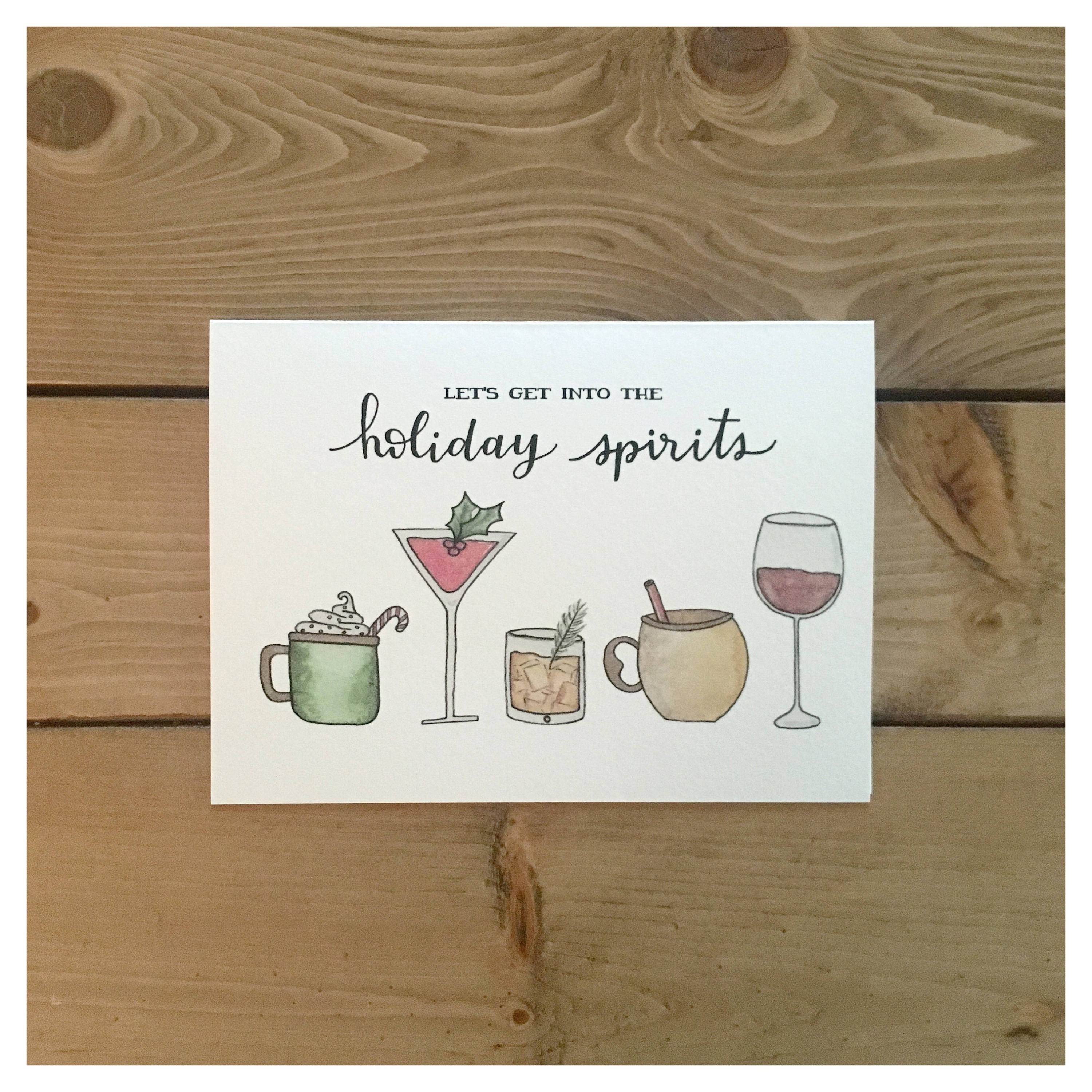 Holiday Spirits // holiday card, christmas card, greeting card, cute