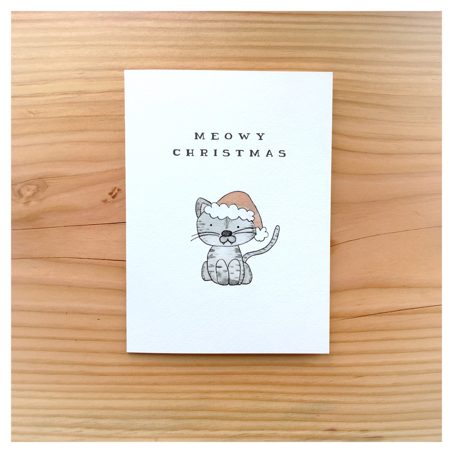 Meowy Christmas Merry Christmas Card Cat Card Cat Christmas Card 