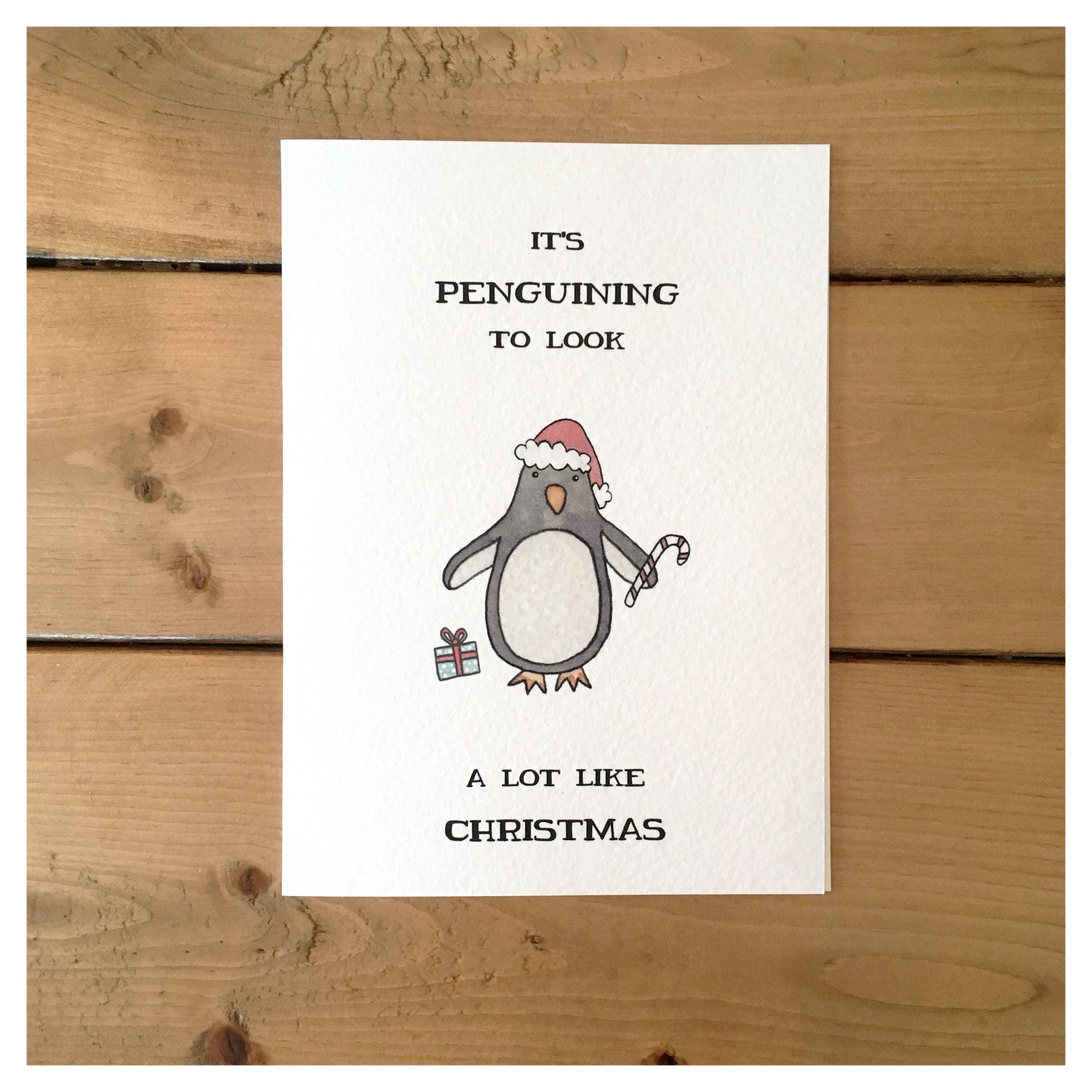 Penguin Christmas Card Christmas Card Holiday Card Cute Christmas