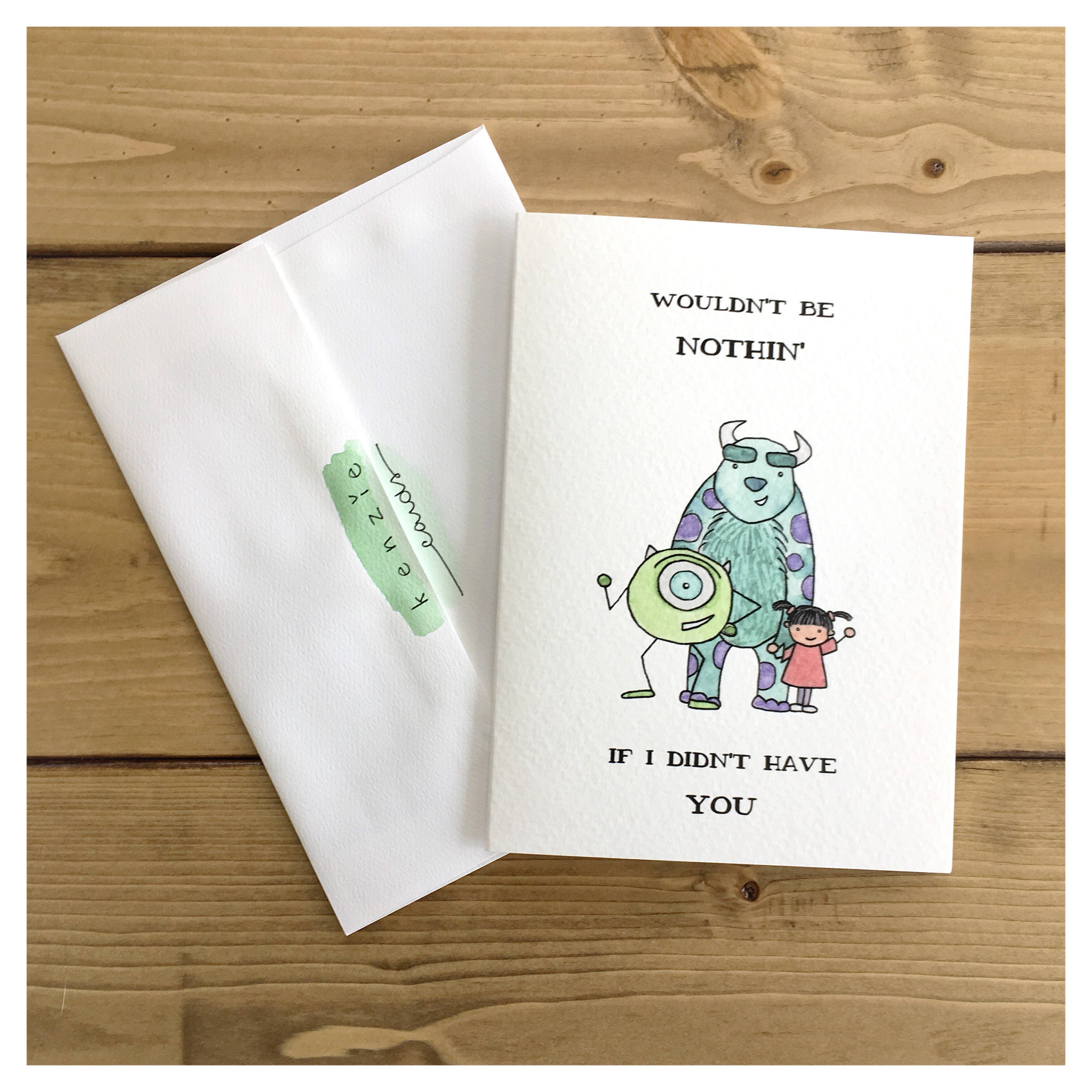monsters inc card friendship card card for friend thank you friendship card