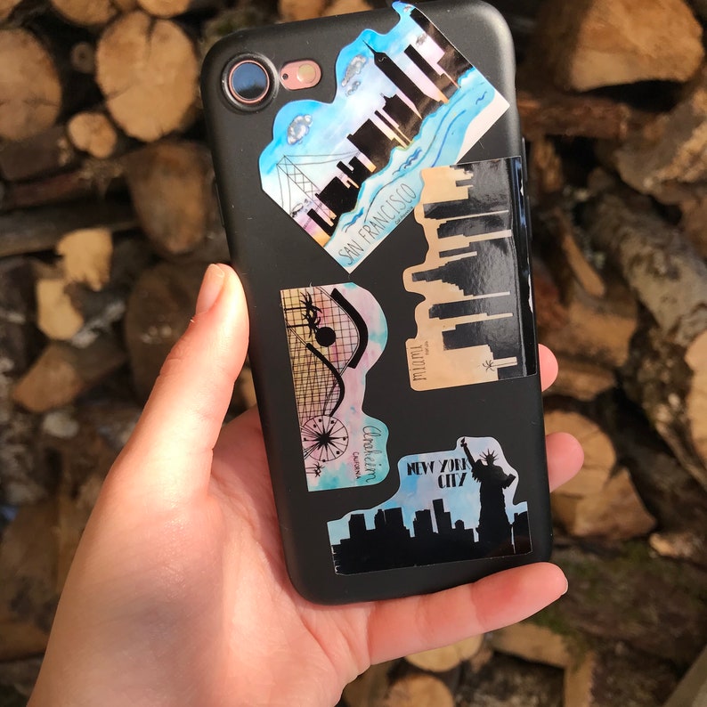 anaheim california small vinyl stickeracrylic watercolor skylinecalifornia adventuretravel tourist souvenir