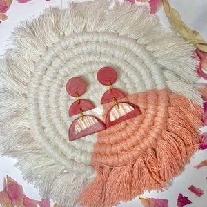 Rot und rosa Halbkreis abstrakte Ohrringe. trendige moderne | Etsy