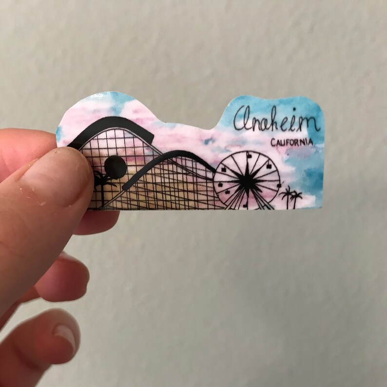 anaheim california small vinyl stickeracrylic watercolor skylinecalifornia adventuretravel tourist souvenir