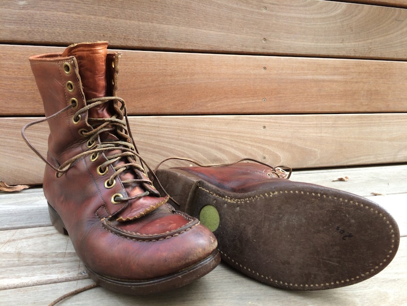 Rare 50s Vintage Blue Band Work Boots Moc Toe Vintage Americana Men/'s 8.5 E
