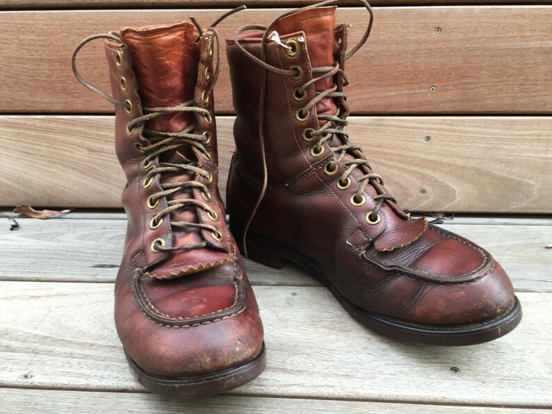 Rare 50s Vintage Blue Band Work Boots Moc Toe Vintage Americana Men/'s 8.5 E