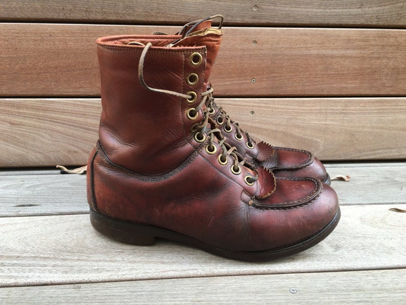 Rare 50s Vintage Blue Band Work Boots Moc Toe Vintage Americana Men/'s 8.5 E