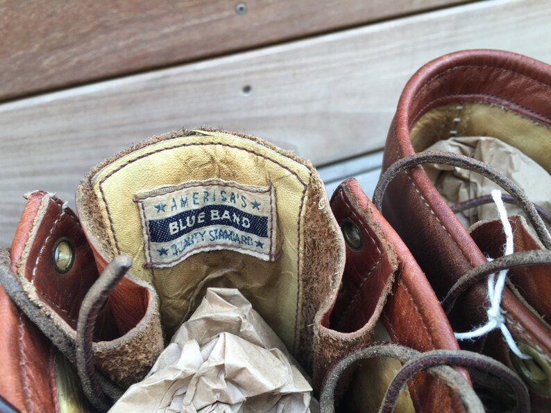 Rare 50s Vintage Blue Band Work Boots Moc Toe Vintage Americana Men/'s 8.5 E