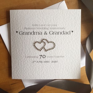 Platinum or Diamond Wedding Anniversary Card, 60th, 70th Anniversary Card, 60 Years Personalised Anniversary - Mum, Dad, Nan, Grandad