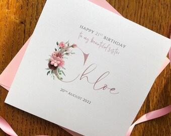 Personalised Handmade Birthday Card – 18th 21st 30th 40th 50th, Mum Sister Friend, Champagne Theme
