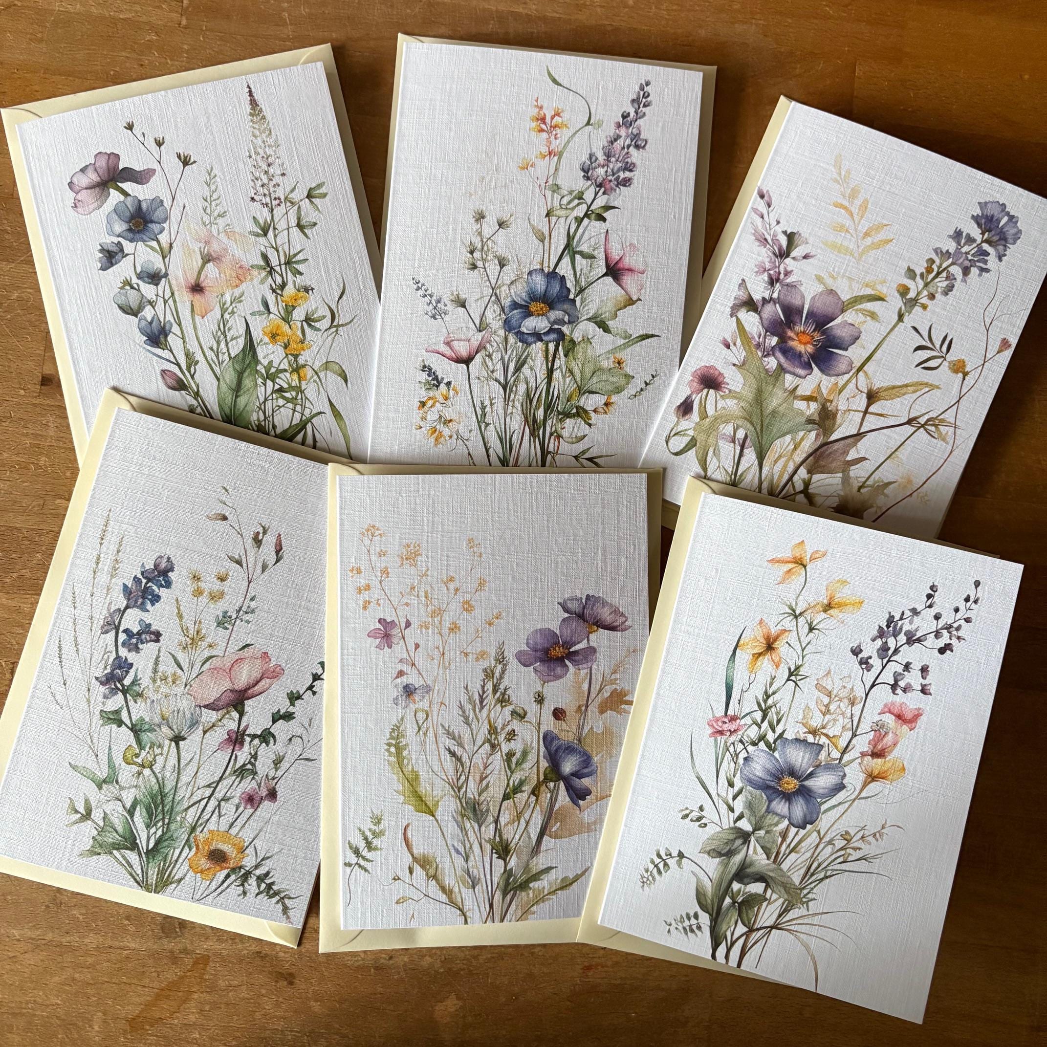 Notelets Floral Floral Notelets, Flower Notecards, A6 Watercolour Floral Illustrations ...