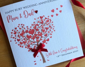 Mum & Dad Ruby 40th Wedding Anniversary Card - Champagne & Glasses 9x6 - View #4