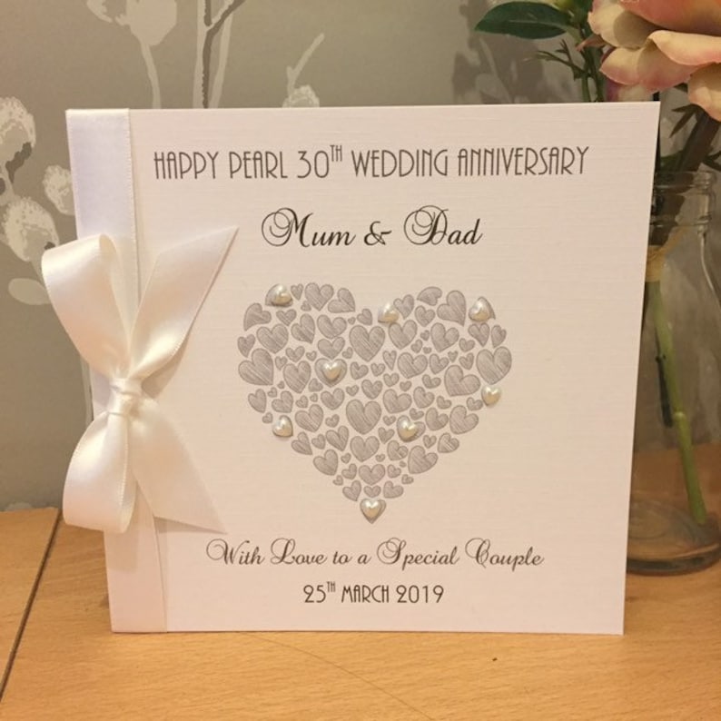 Pearl Wedding Anniversary Card 30th Wedding Anniversary Card Etsy UK