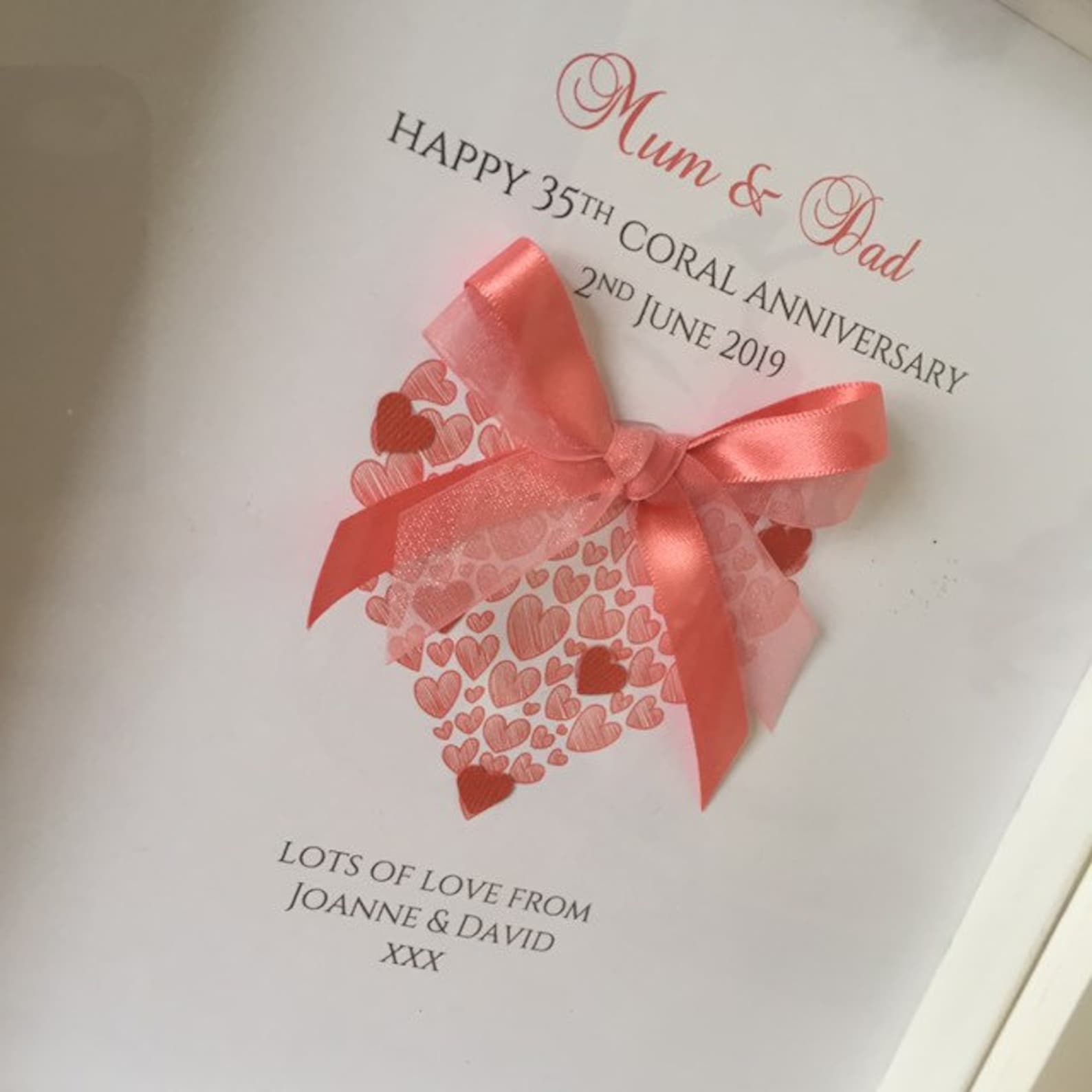 Coral Wedding Anniversary Gift, 35th Anniversary Gift, Personalised Coral Wedding Anniversary Gift, 35th Anniversary Gift, Personalised