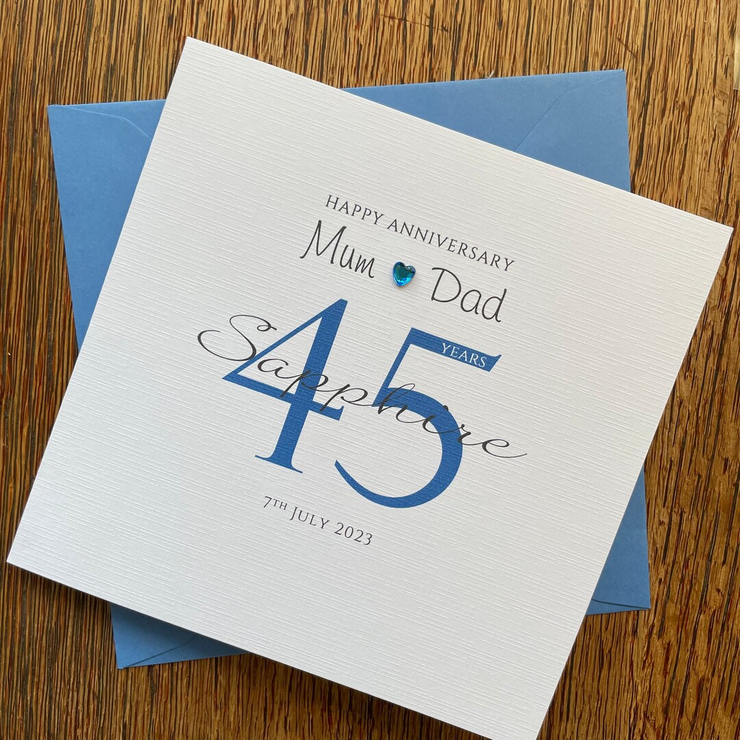 Sapphire Wedding Anniversary Card, Number 45 or 65, 45/65 Years ...