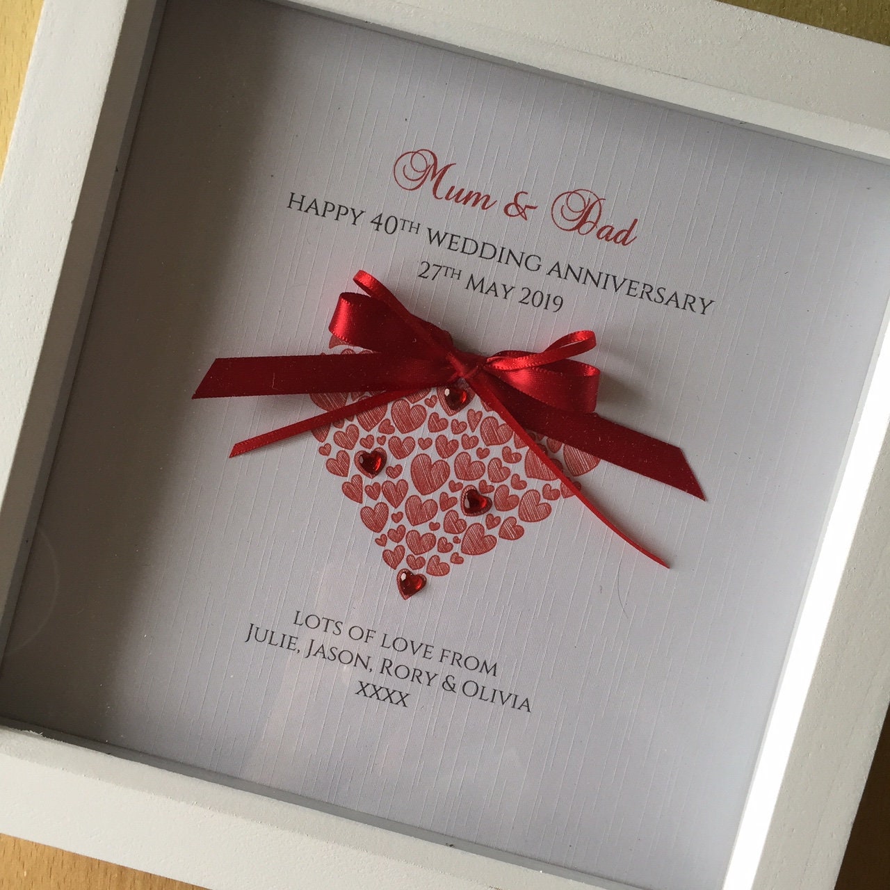 Regalo de aniversario de boda de rubí, regalo de 40 aniversario, regalo de  40 aniversario personalizado, marco de aniversario de rubí, hecho a mano -  Etsy México, image size:1280x1280