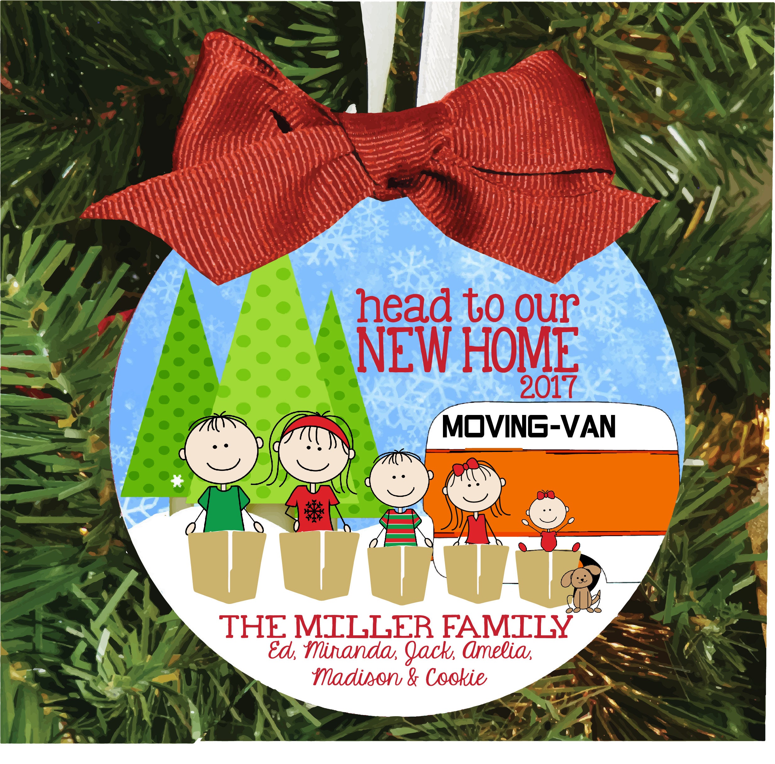 Large 4 Christmas Moving Family Ornament New Home Etsy