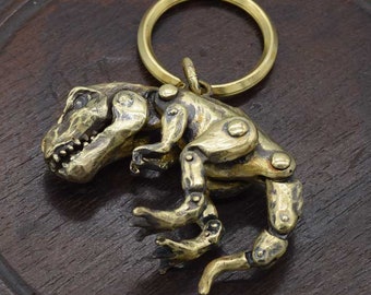 Movable T-REX keyring,t-rex,movable arms and legs,Gift,delicate hand carving,Brass