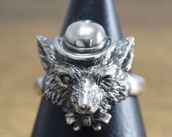 Fox Ring,delicate hand carving,925,Solid Sterling Silver