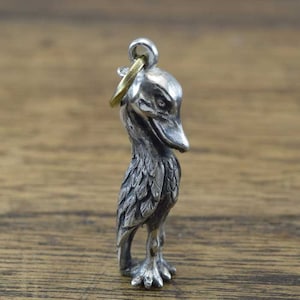 Shoebill Pendant, Balaeniceps rex,delicate hand carving,925,Solid Sterling Silver Brass,
