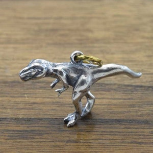 T-REX Pendant, Tyrannosaurus rex,delicate hand carving,925,Solid Sterling Silver Brass,